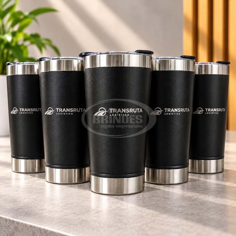 Vaso Térmico con Grabado Láser para Transruta Logística