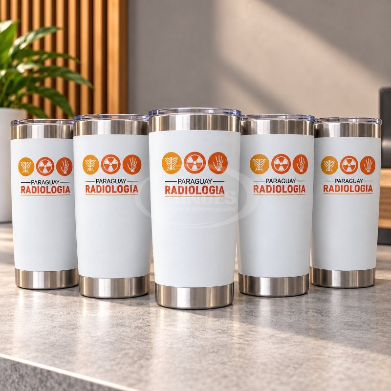 Vasos Térmicos Personalizados con Impresión UV para Radiología Paraguay